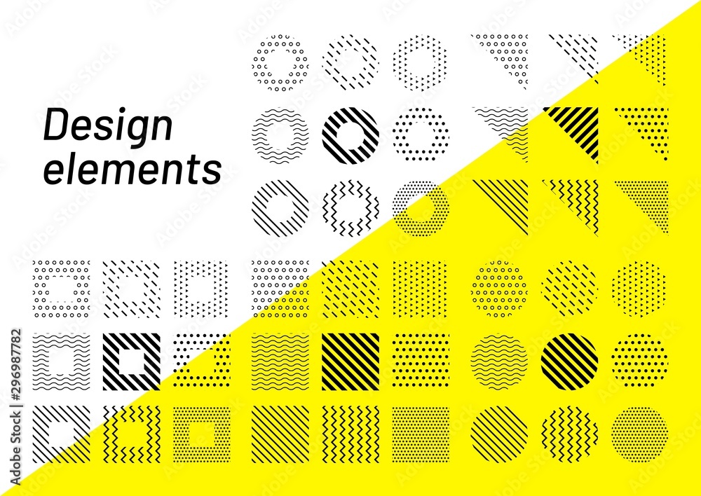 Set of modern universal geometric elements for your design. - obrazy, fototapety, plakaty 