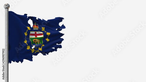 Lieutenant-Governor Of Manitoba 3D tattered waving flag illustration on Flagpole. Isolated on white background with space on the right side.