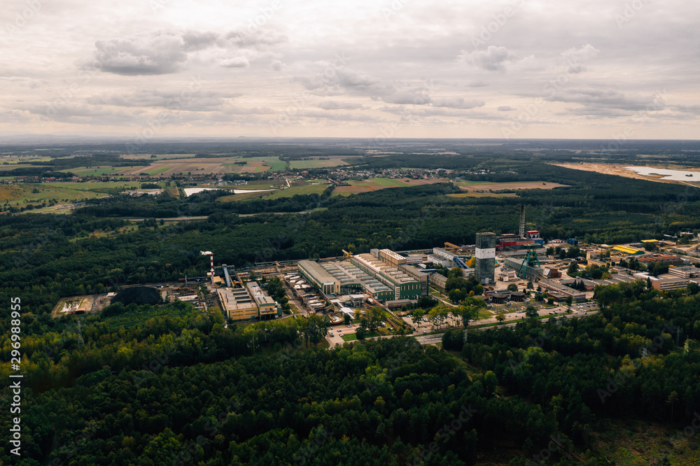 Aerial drone photography of industrial facilities in Poland, Europe.