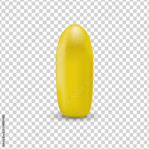 Vector realistic isolated yellow ear plug for decoration and covering on the transparent background.