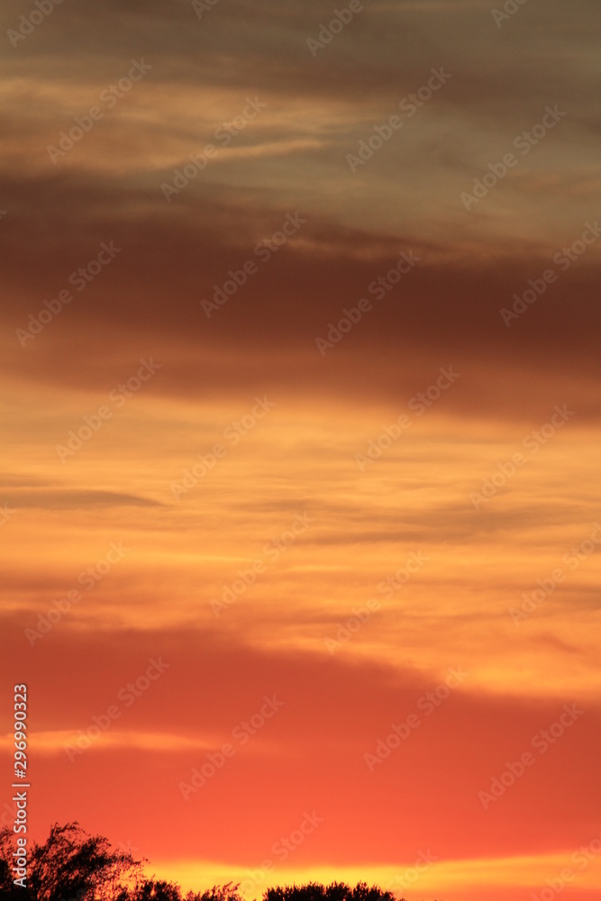 Naklejka premium Kansas Sunset out in the country with a colorful sky.