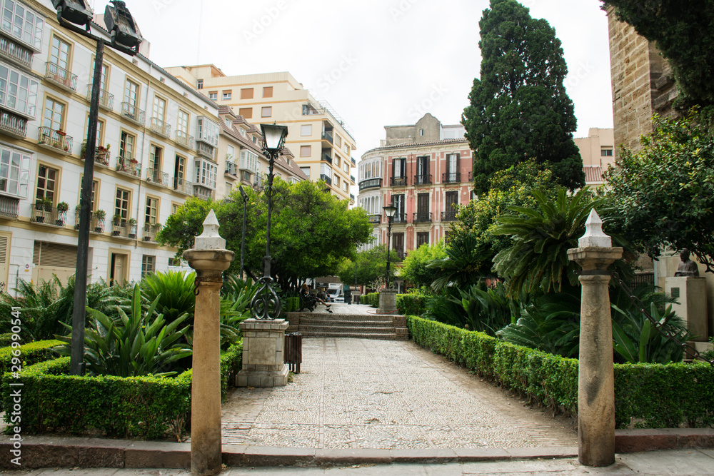 Europe, Spain, Malaga, old town architecture. 