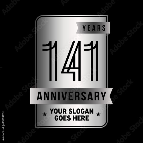 141 years anniversary design template. One hundred and forty-one years celebration logo. Vector and illustration.