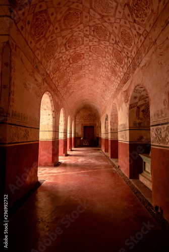 interior ancient catholic convent mexico wall decoration