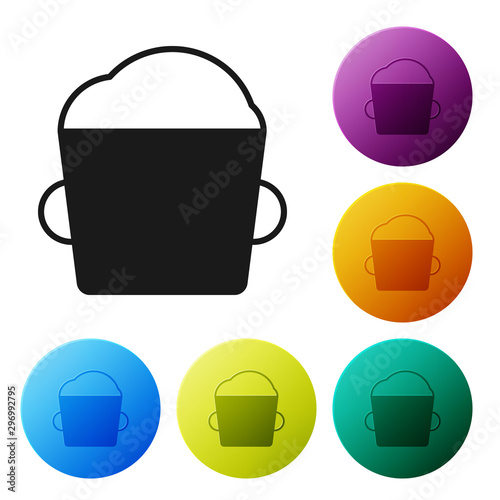 Black Bakery bowl dough icon isolated on white background. Set icons colorful circle buttons. Vector Illustration