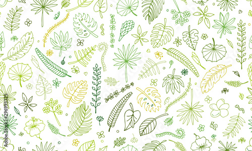 Tropical plants, seamless pattern