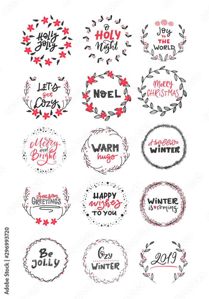Vector big collection of hand written christmas phrases and quotes Vector big collection of hand written christmas phrases and quotes