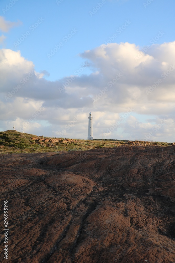 View from Cape Leeuwin water wheel to Cape Leeuwin Lighthouse, Western Australia
