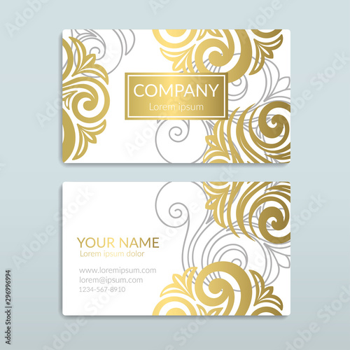 White and gold vintage business card. Luxury vector ornament template. Great for invitation, flyer, menu, brochure, postcard, background, wallpaper, decoration, packaging or any desired idea. © Annartlab