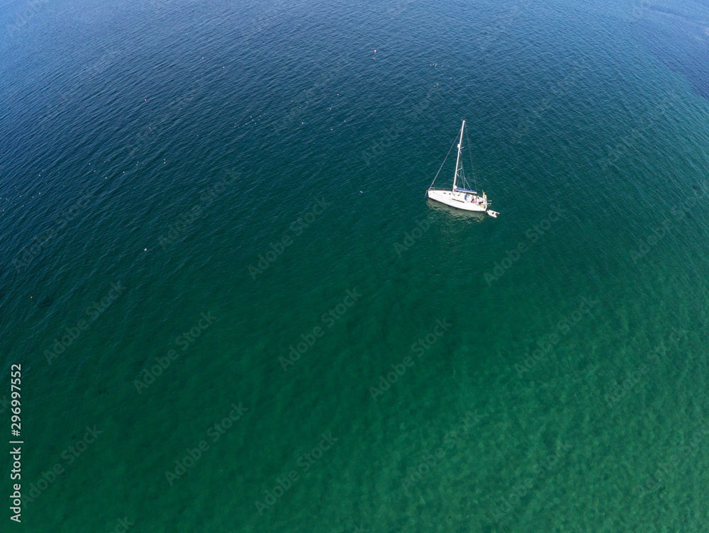 Aerial view of boat in Inisheer island