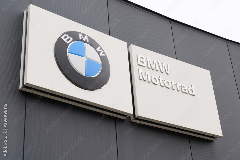 BMW Motorrad dealership logo sign shop manufacturer signage Bavarian Motor  Works store German luxury vehicles motorcycles company based in Munich  Stock Photo