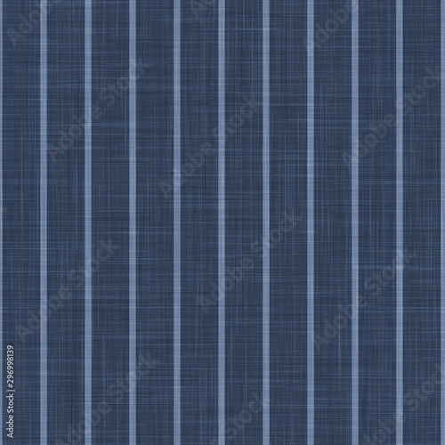 Blue Chambray Pinstripe Texture Background. Classic Preppy Shirting Stripe Seamless Pattern. Close Up Weave Suit Fabric in Denim Ticking for Wallpaper, Men Fashion Apparel. Vector EPS10 Repeat Tile
