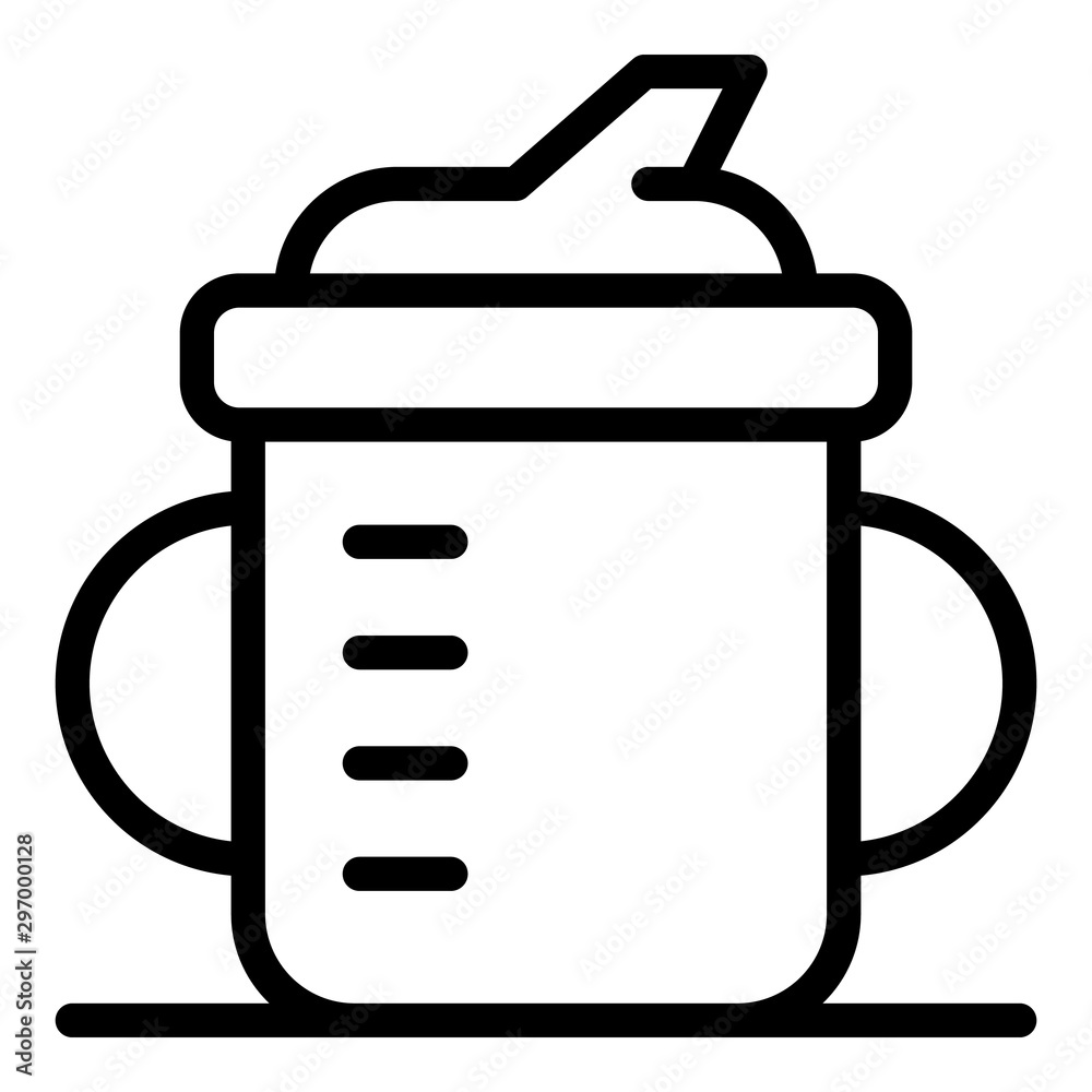 Baby milk cup icon. Outline baby milk cup vector icon for web design isolated on white background