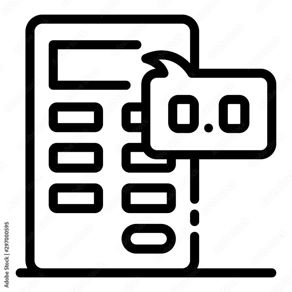 Fail down money calculator icon. Outline fail down money calculator vector icon for web design isolated on white background Fail down money calculator icon. Outline fail down money calculator vector icon for web design isolated on white background