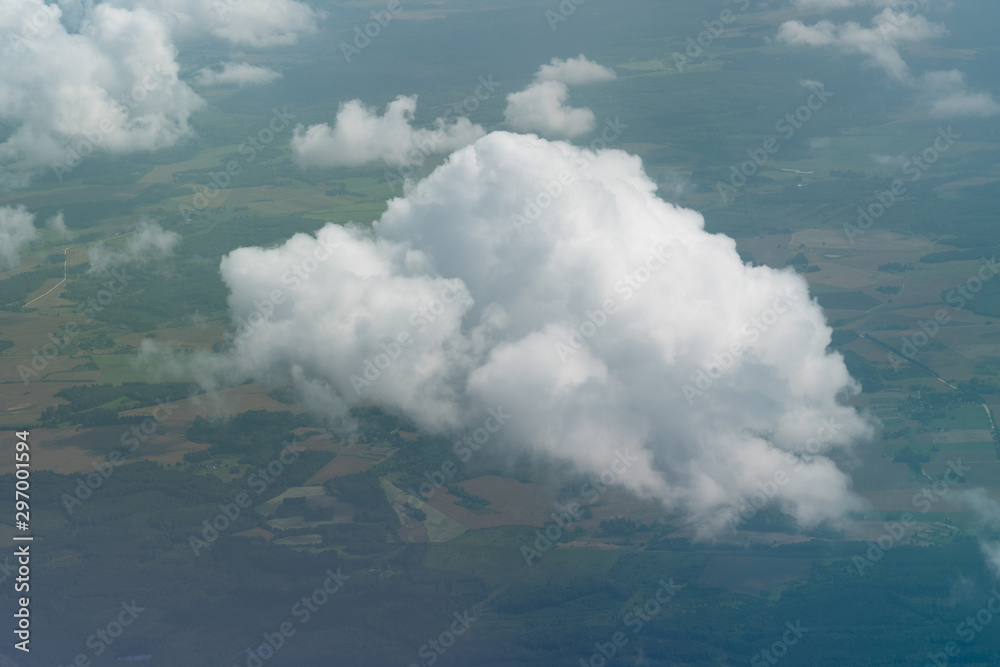 Fototapeta premium White cloud aerial landscape view, Norway