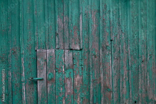 Dark green wooden old painted background texture, garret door