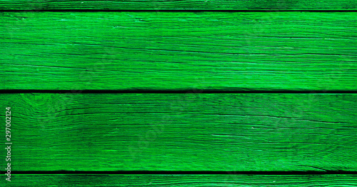 Background texture green boards. Panorama.
