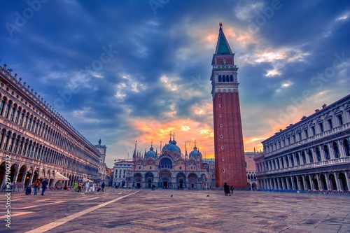 Saint Mark's square with campanile and basilica in Venice. © StockPhotoAstur