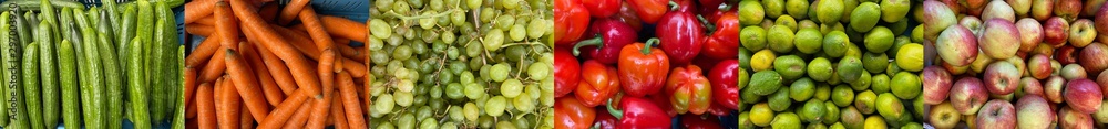 Lovely healthy vegetables and fruit together in a collage Lovely healthy vegetables and fruit together in a collage