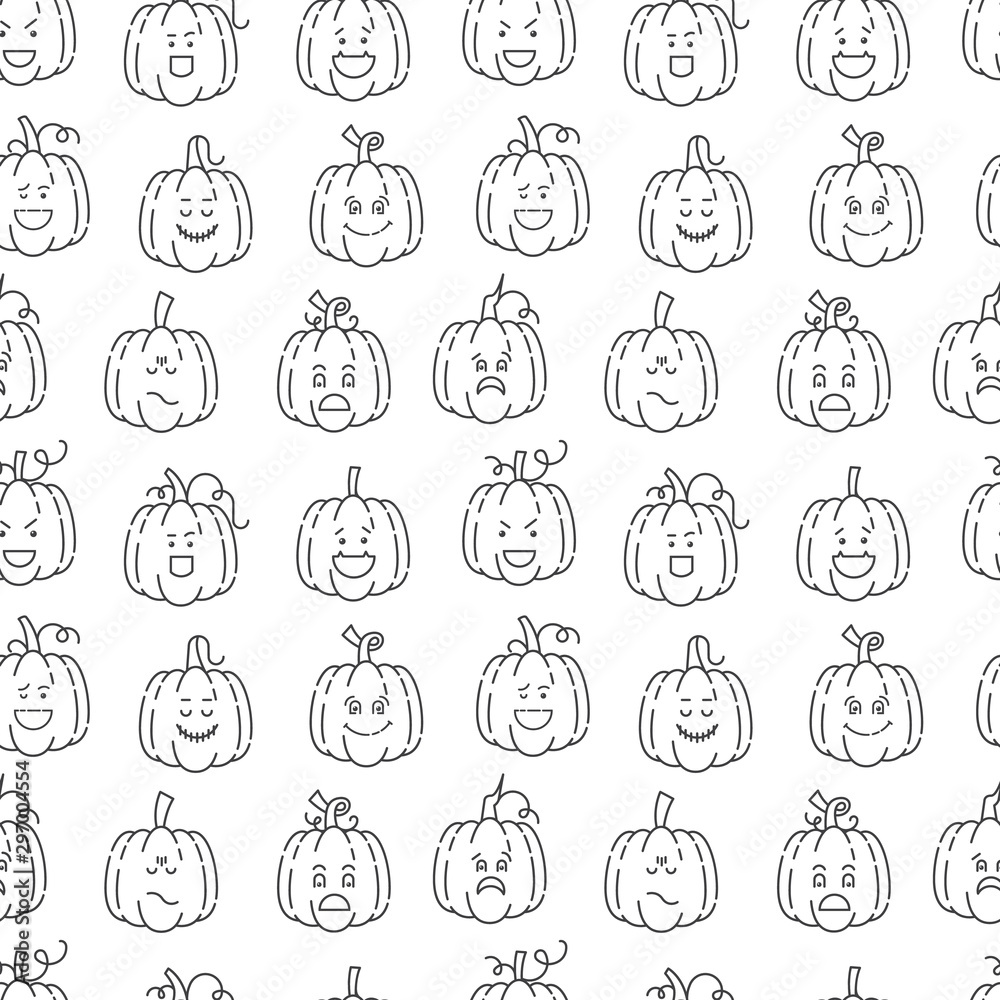 Seamless pattern with Halloween pumpkin line icon, Seamless pattern with Halloween pumpkin line icon,
