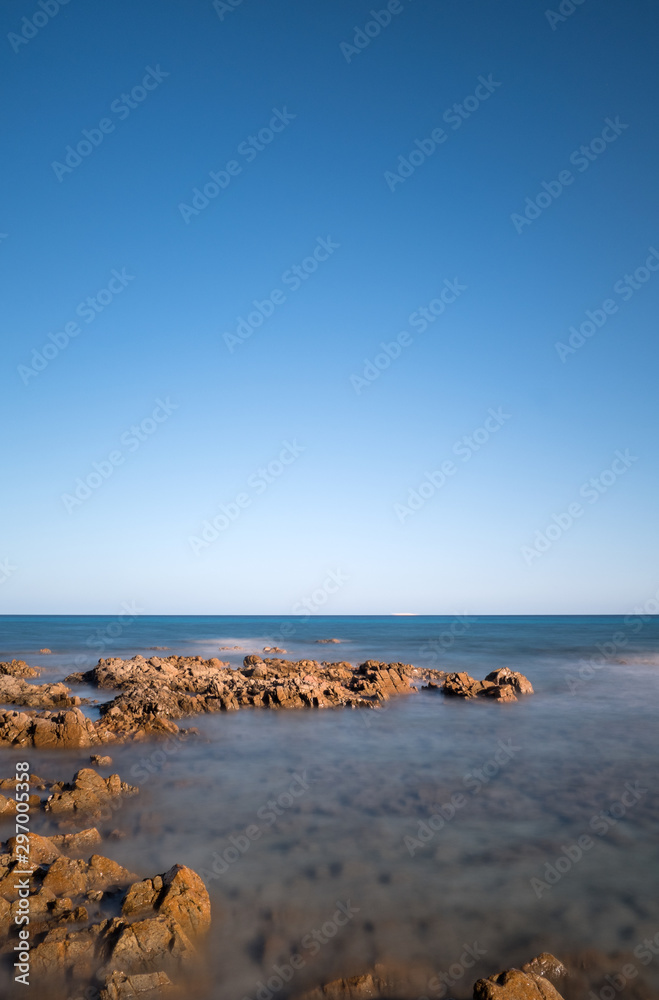 rocks in the sea long exposure