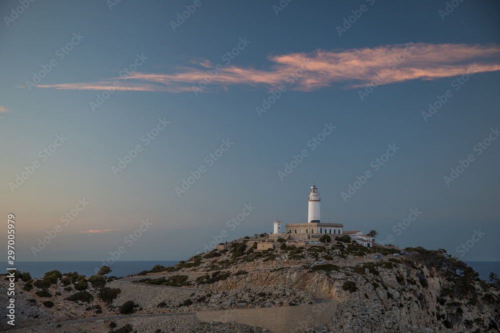 Majorca lighthouse in sunset