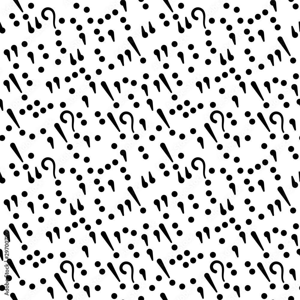 Punctuation marks seamless pattern on white background. Simple vector drawing school theme for stationery, web background for children and students.