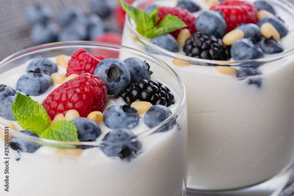 yogurt with a mix of wild berries yogurt with a mix of wild berries