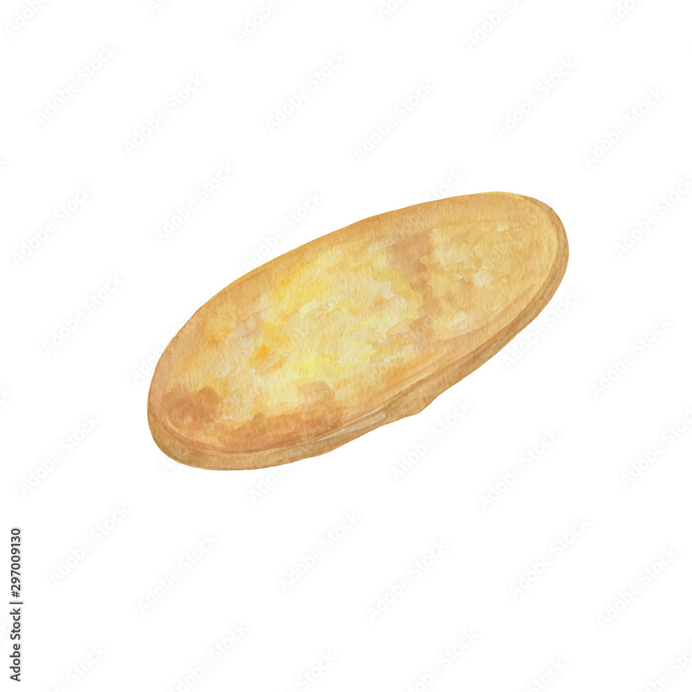 a slice of grilled bread for morning meal, breakfast time snack, watercolor simplse pattern