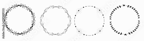 set wreaht vector with flowers and leaves. Wreath ornaments illustration. 