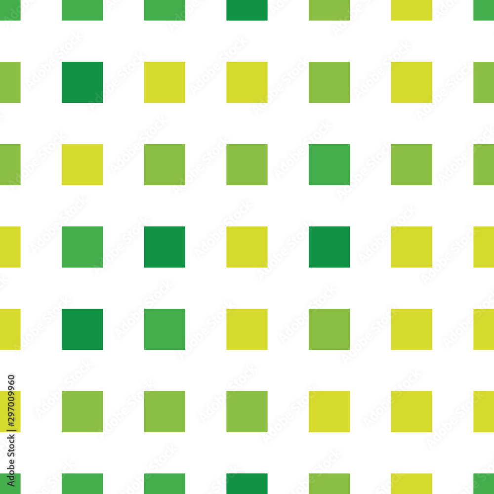 Seamless polka square pattern in different colors. Green theme. Sipmle flat vector wallpaper. Seamless polka square pattern in different colors. Green theme. Sipmle flat vector wallpaper.