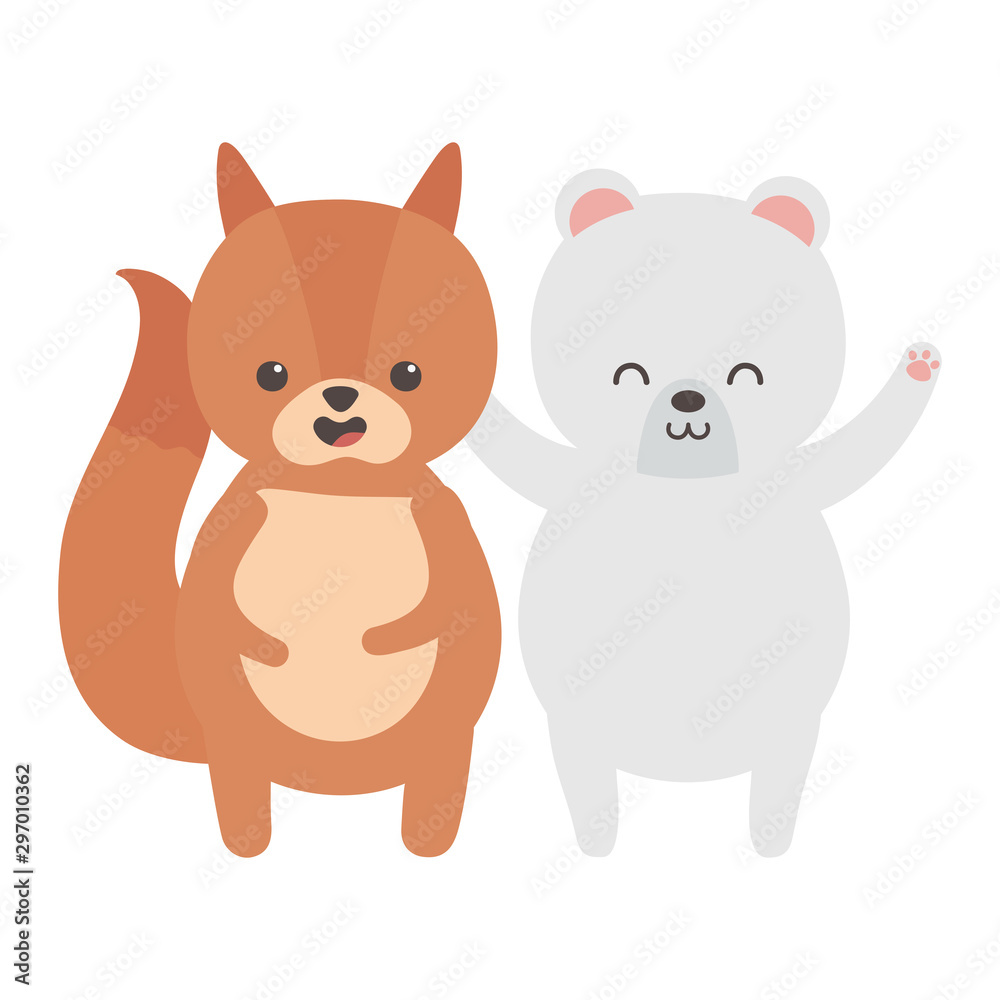 cute polar bear and squirrel cartoon cute polar bear and squirrel cartoon