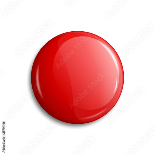 Red glossy blank badge, button - stock vector