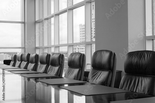 Row of boardroom chairs