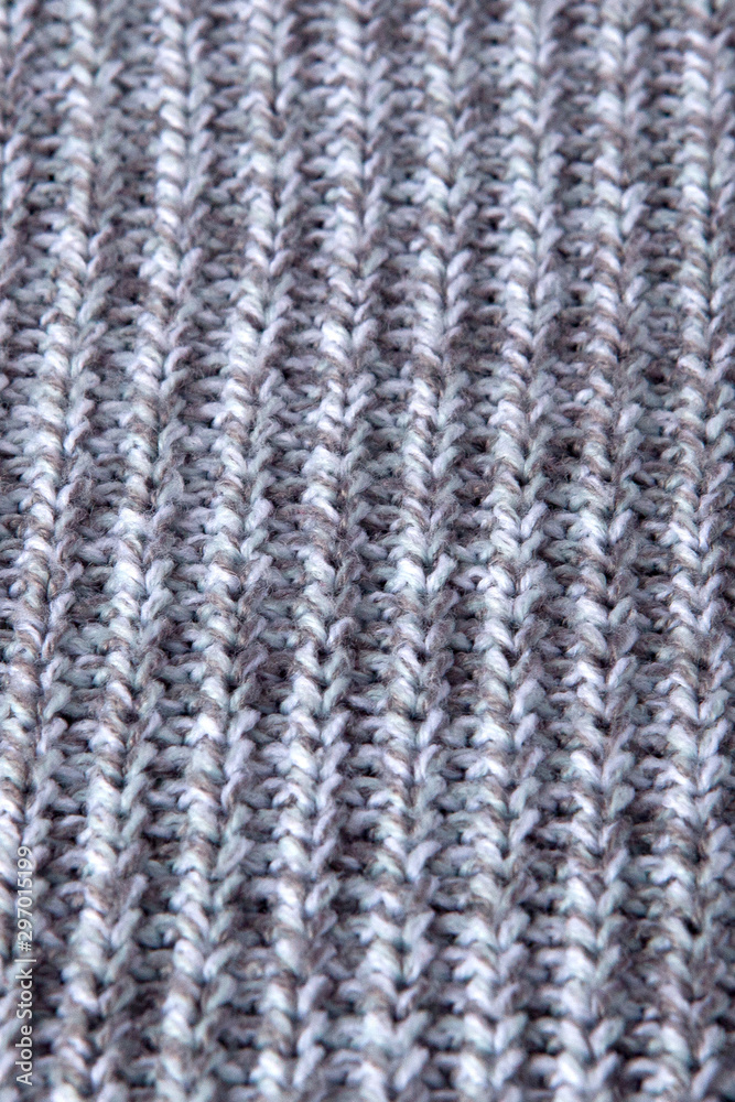 Fototapeta premium Knitting Seamless Pattern. Grey wool background. Old handmade knit