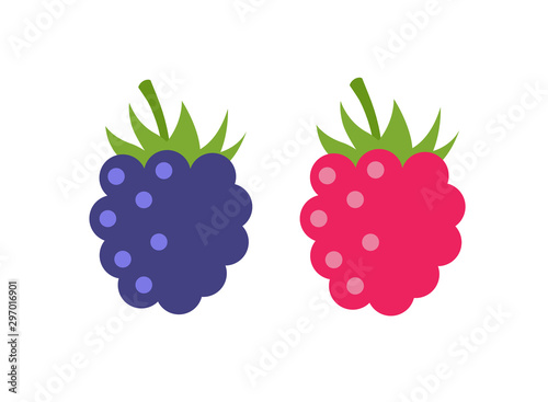 Raspberry vector icon illustration. Flat berry sweet healthy organic fruit raspberry blackberry