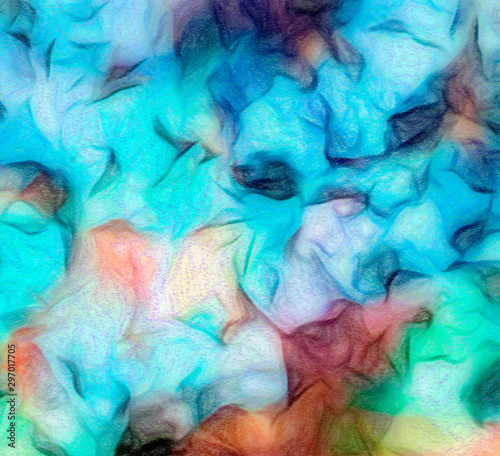 Abstract design pattern in happy bright colors, warm volume brush strokes on ...