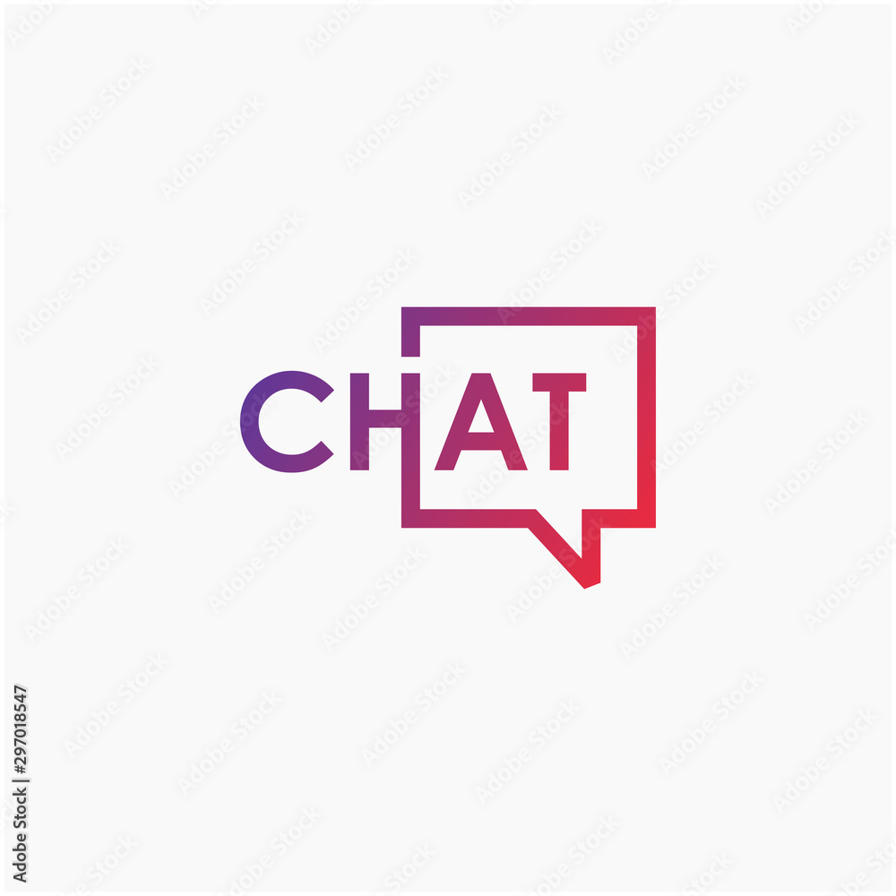 chat lettering with bubble concept. talk, speak, logo template. Chat vector logotype design template.  -vector