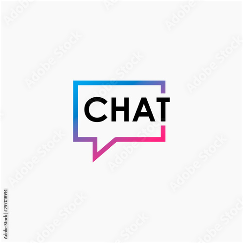 chat lettering with bubble concept. talk, speak, logo template. Chat vector logotype design template.  -vector