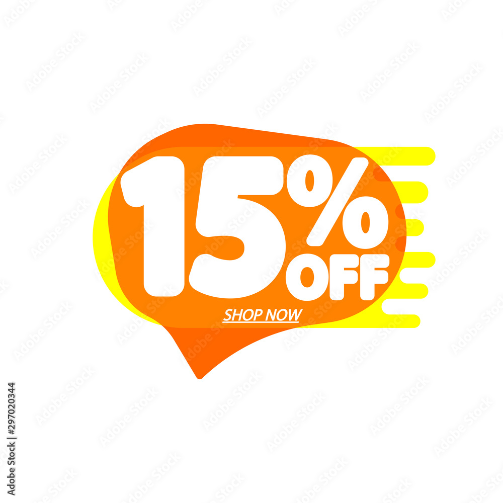 Sale 15% off, bubble banner design template, discount tag, vector illustration Sale 15% off, bubble banner design template, discount tag, vector illustration