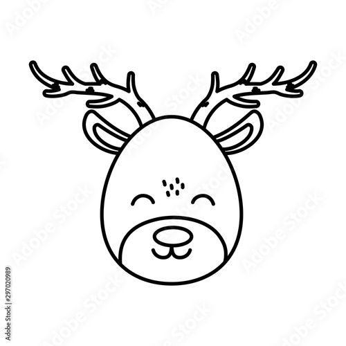 reindeer face celebration merry christmas thick line