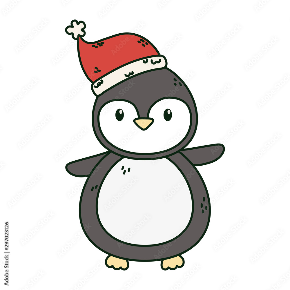 Obraz premium penguin with hat celebration merry christmas