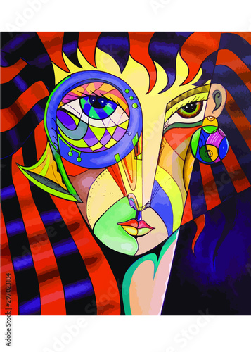 Retrato cubista de mujer