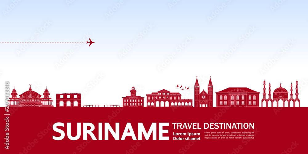 Suriname travel destination grand vector illustration.