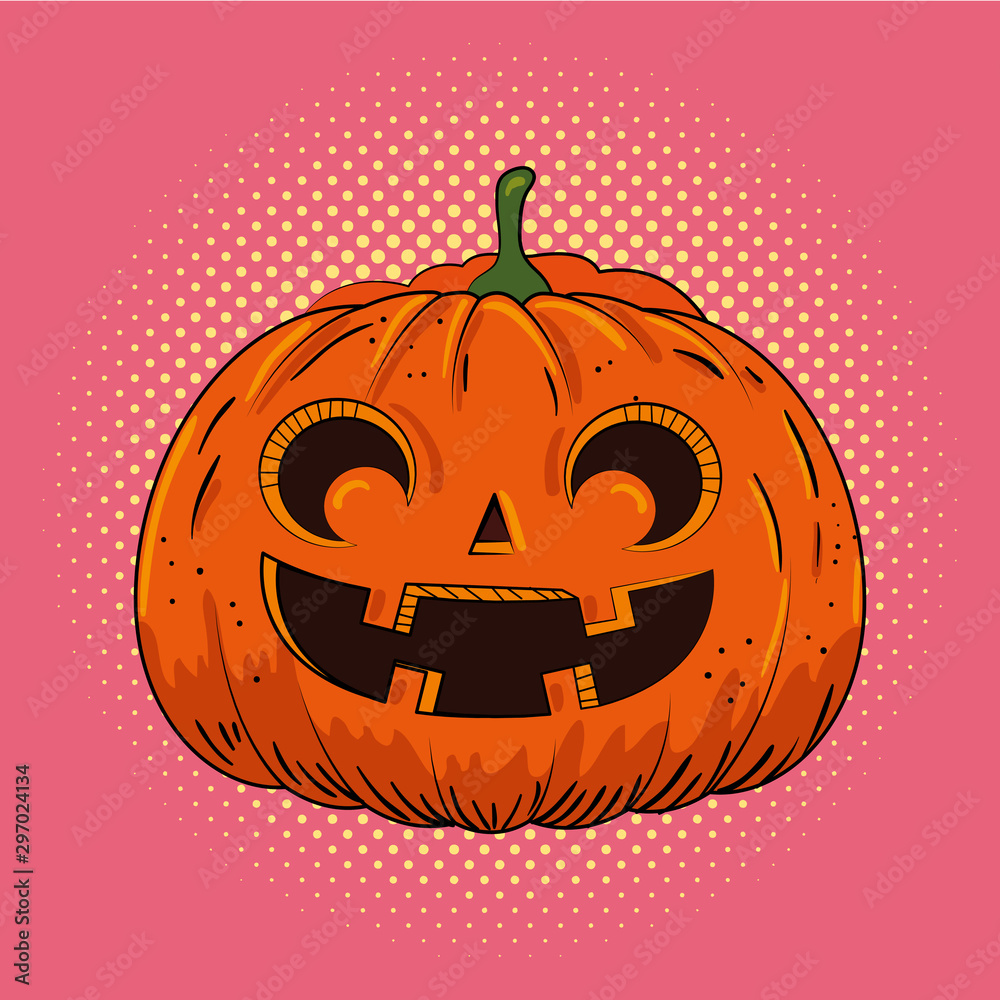 halloween pumpkin pop art style vector illustration design vector de Stock  | Adobe Stock