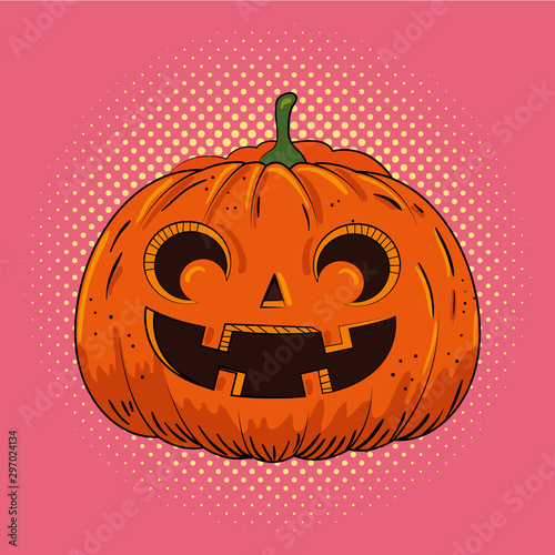 halloween pumpkin pop art style vector illustration design