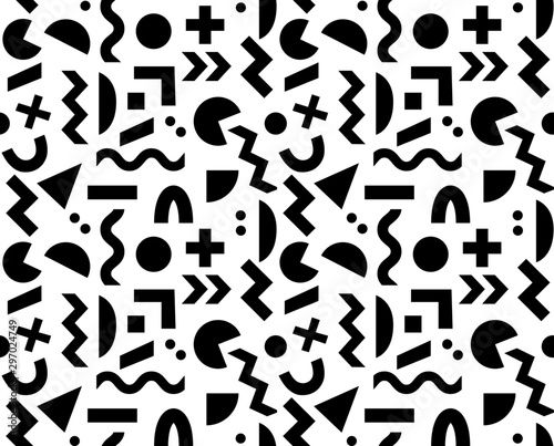 Seamless black and white geometric pattern. Hipster Memphis style.