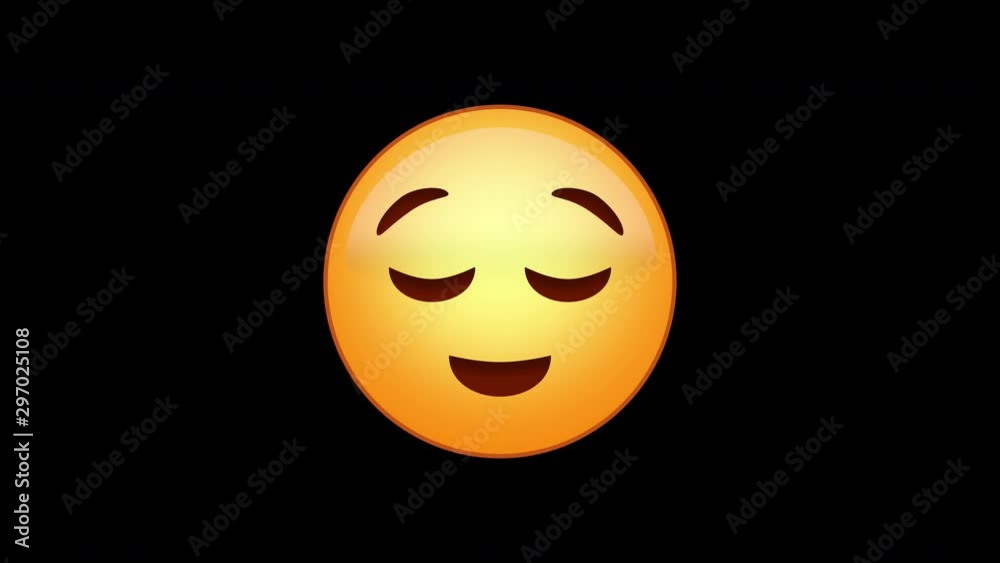 Relieved emoji emoticon animated loops. Easy integration to any video with luma matte