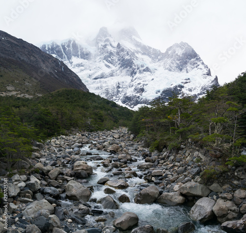 Spring Run Off From Paine Grande in Torres del Paine National Park, Patagonia Chile