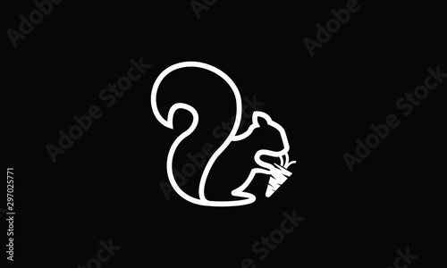 line art squirrel logo design